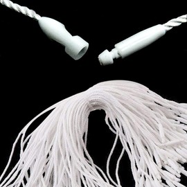 Trimming Shop 7 Inch Cotton String Hang Tag With Lock Labels Snap Lock Attachment Secure Tag Fasteners for Price Tags Fashion Apparels, Clothing, White, 100pcs