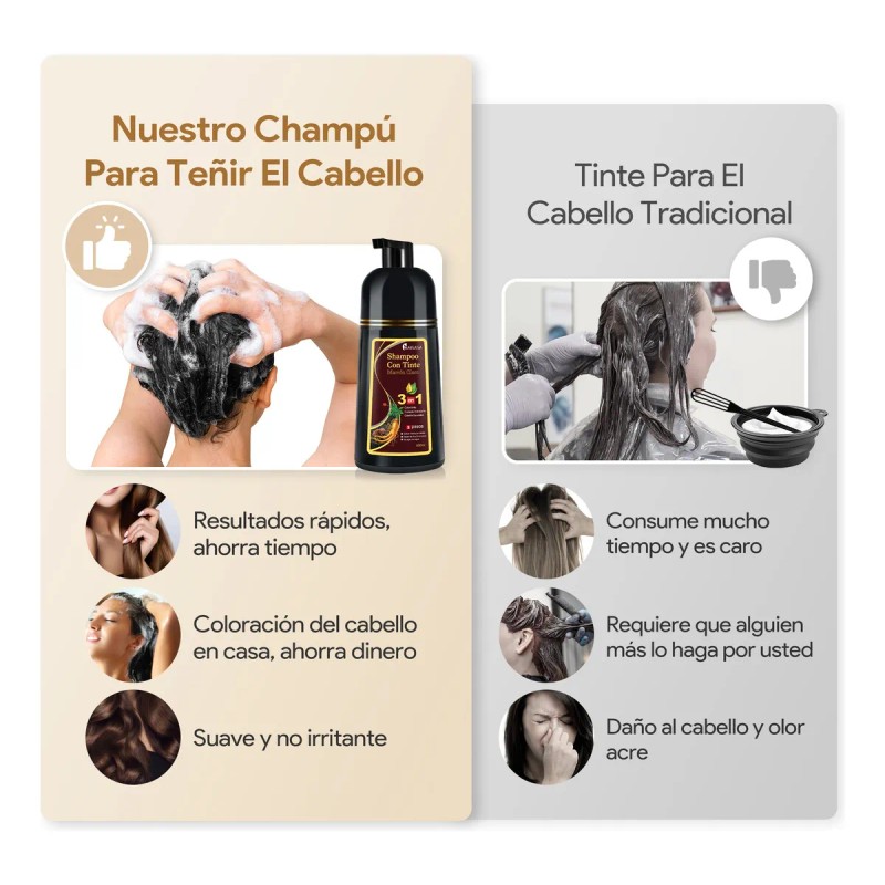 Kaisasa Shampoo Con Tinte Cubre Canas Natural Jengibre Maroon