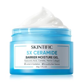 SKINTIFIC Crema Facial 5X Ceramidas - Reparación de Barrera Cutánea, Hidratante Sin Aceite para Piel Seca y Grasa, con Ácido Hialurónico y Centella Asiática, No Comedogénica, 30g