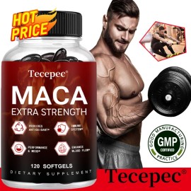 Tecepec Organic Black Maca Capsules 6000 mg - Enhances Endurance, Strength & Immunity