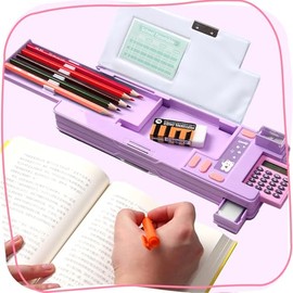 Estuche Multifuncional para Lápices con Calculadora, Sacapuntas y Currículo, Múltiples Patrones Lindos, Adecuado para Niñas y Niños de Escuela Primari