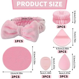 YCHYAN 14 Stück Skincare Haarband und Makeup Schwamm, Gesichtsreinigungs und Make Up Set, Einschließlich Handgelenk Waschband, Abschmink Haarband, Beauty Blender Set, Weich und Hautfreundlich