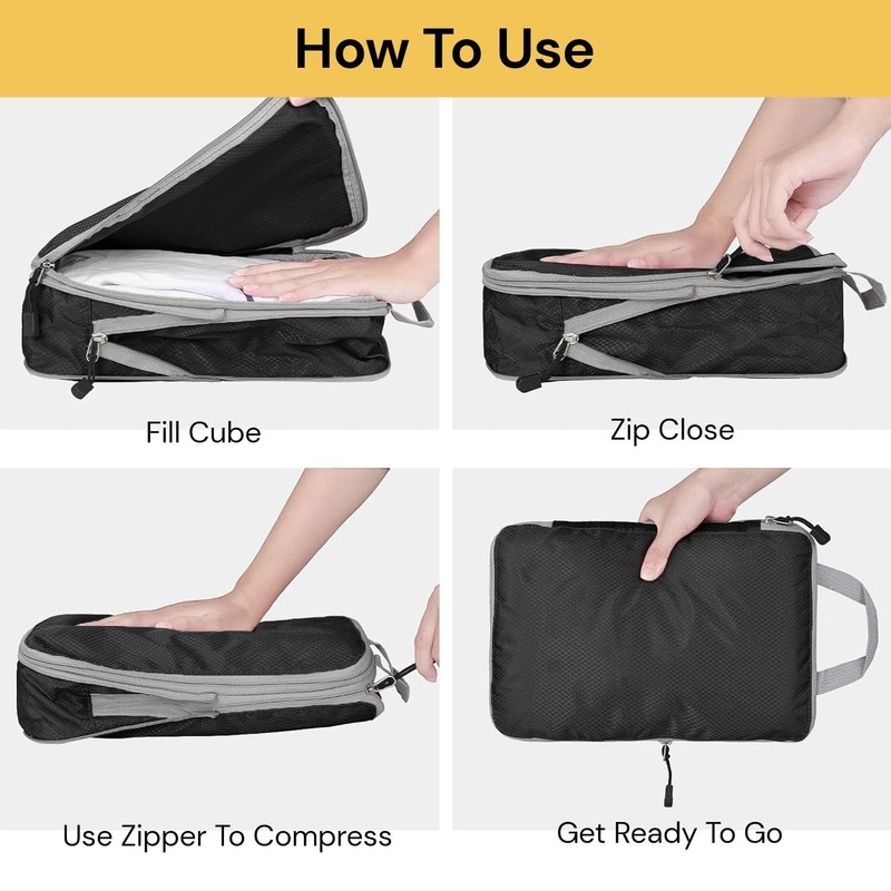 Spendeal 3PCS Compression Packing Cubes For Travel Packing Organisers Vacation