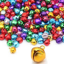 H&W 200pcs Jingle Bells 1/2 Inch Craft Bells Bulk DIY for Christmas Home and Pet Decorations (6 Color Random Color)