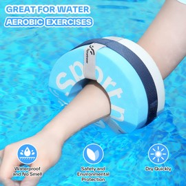 Foam Swim Aquatic Cuffs Equipment: Sportneer Water Aerobics Float Ring with Detachable Velcro Pool Exercise Weights Fitness Workout Set Water Ankle Weights Arm Belts for Swimming Fitness Training