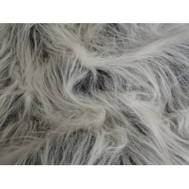 Long Pile Fun Faux Fur Fabric Material - Black Frost, 1Mtr - 150cmx100cm