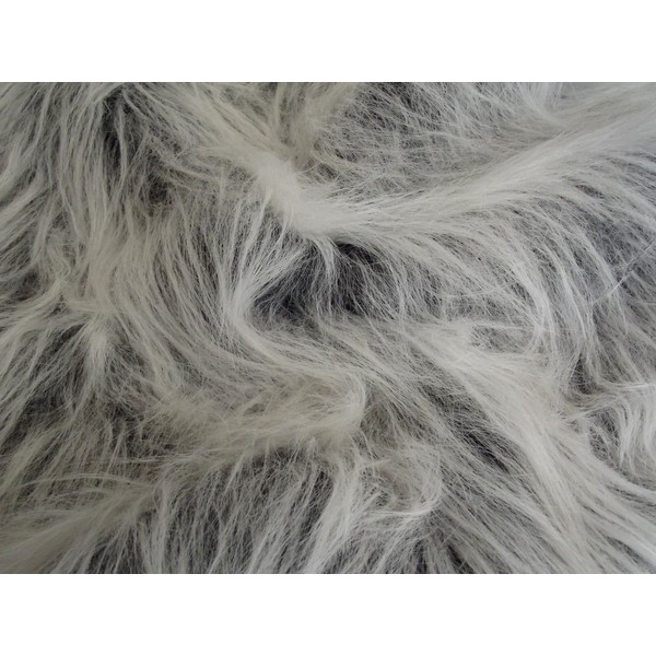 Long Pile Fun Faux Fur Fabric Material - Black Frost,