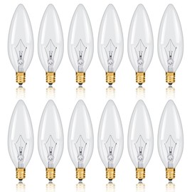 NETEHA 12 Pack Candelabra Torpedo 25W E12 Base 120V Decorative Vintage Light Bulbs, 2700K Warm White Dimmable Edison Candle Bulbs for Chandeliers, Ceiling Fan Lights and Pendants
