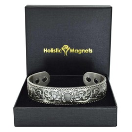Wide Copper Bracelet Men Women Pewter Plated Celtic Solid Copper Bangle Cuff Good Luck Bracelet 6 Magnets Adjustable The Horseshoe-HSP (M: Wrist 16.5-19.5cm/6.5-7.6")