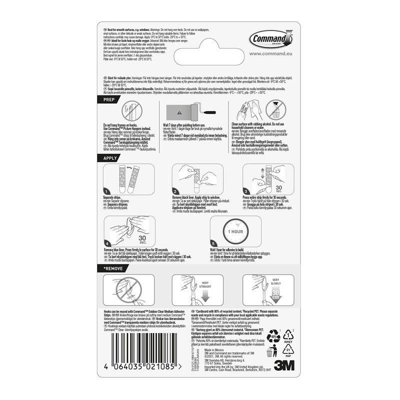 Command Medium Outdoor Clear Window Hook 17091AW