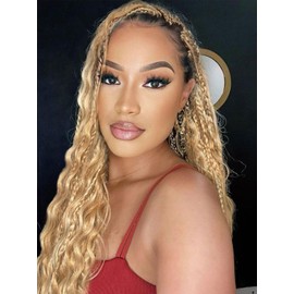 Goddess Bohemian Crochet Box Braids 14 Inch Boho Crochet Hair for Women Pre Looped Gypsy Braids Synthetic Hair Extensions, 7 Packs P27/613