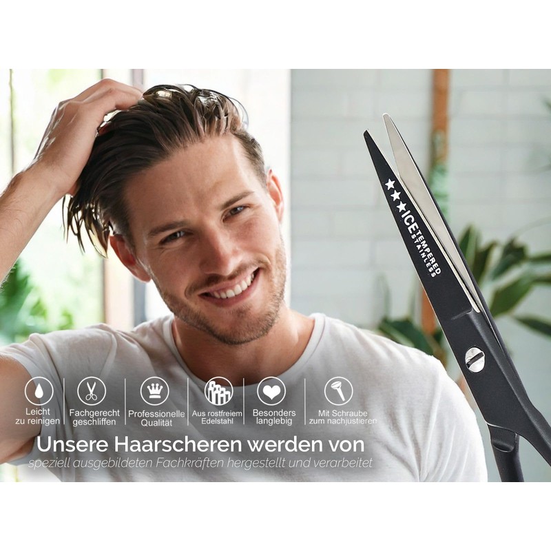 Premium Hairdressing Scissors with Micro Teeth - Finger Rest -