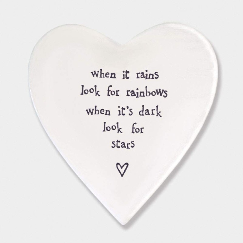 East of India Heart Coaster 'When it rains'