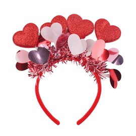 Valentine's Day Heart Headband Red Love Heart Hair Bands Glitter Tassel Head Bopper Hair Decorations for Women Girls Valentines Day Party Props Holiday Wedding Birthday Headwear Accessory