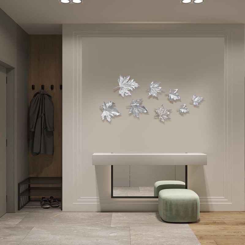 HILIUS Maple Leaf Wall Decor, 8 Pack Resin 3D Wall