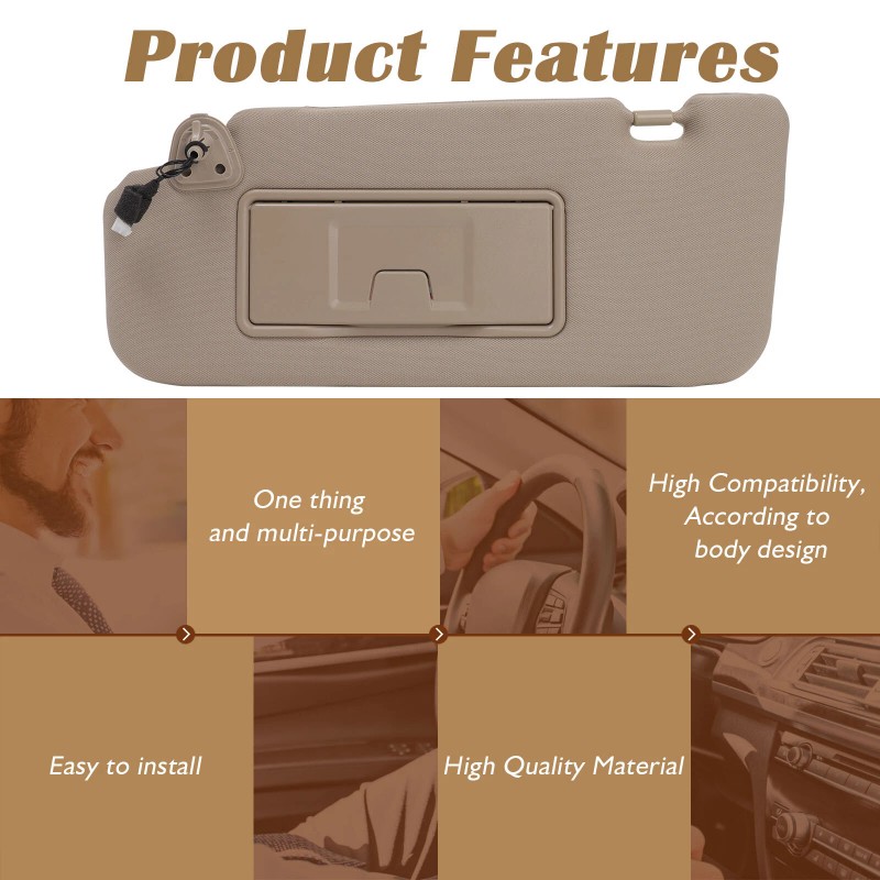 imcarparts Sun Visor + Lamp Tan Left Driver side For