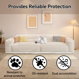Klmnop Clear Plastic Loveseat Cover 84" W x 40" D x 36" RH x 18" FH, Water Resistant Sofa Protector Cove for Pets Scratch(Clear)