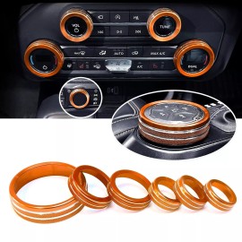 CyanStone 6x Knob Rings for Bronco 21+, Interior Aluminum Bronco Knob Trims - Orange