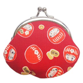 Keisuu Japanese Coin Purse Dharma Cotton Pouch 3.3 x 3.7 inches (8.5 x 9.5 cm) 2.6 inch (2.6 cm) Coin Purse Wallet Japanese Miscellaneous Goods Auspicious Shop Daruma Red, Luckyer Darman Red