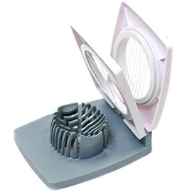 Chef Craft Basic Plastic 2-Way Egg Slicer, 4.75 inches in length 11 stainless steel wires, White/Gray