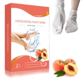 2 Pairs Foot Peel Mask for Hard Skin - Upgrade Formula Moisturizing & Exfoliating Foot Peeling Mask - Cracked Heel Treatment Socks,Callus Remover Foot Mask for Feet, Men & Women (Peach)