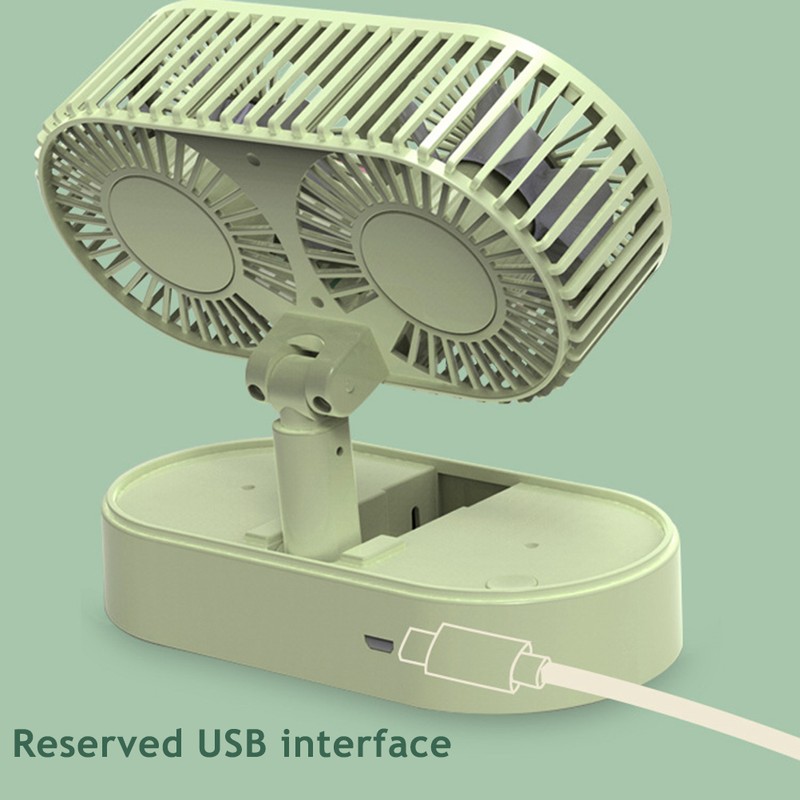 Double Motor Folding Tabletop Fan Rotating Cooling Fan 3 Speed