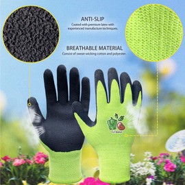 Evridwear Kids Gardening Gloves for Boys Girls Outdoor Yard Work,Planting (M (7-9yr), Green)