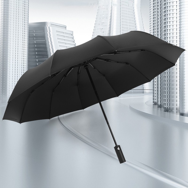 Automatic Umbrella 12 Ribs Sturdy Solid Color Windproof Folding Rain