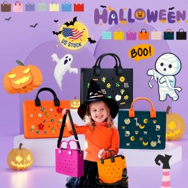 Halloween Festival EVA Tote Bag Colorful Lightweight Waterproof Punch Holes Bag for Women Gift Halloween Tote Bag Handbag Bulksize: 35*10*3cm, Color: HYB-T06