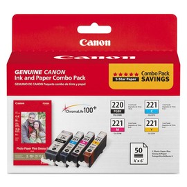 Canon PGI-220/CLI-221 Ink/Paper Combo Pack, 1-Pack in Retail Packaging