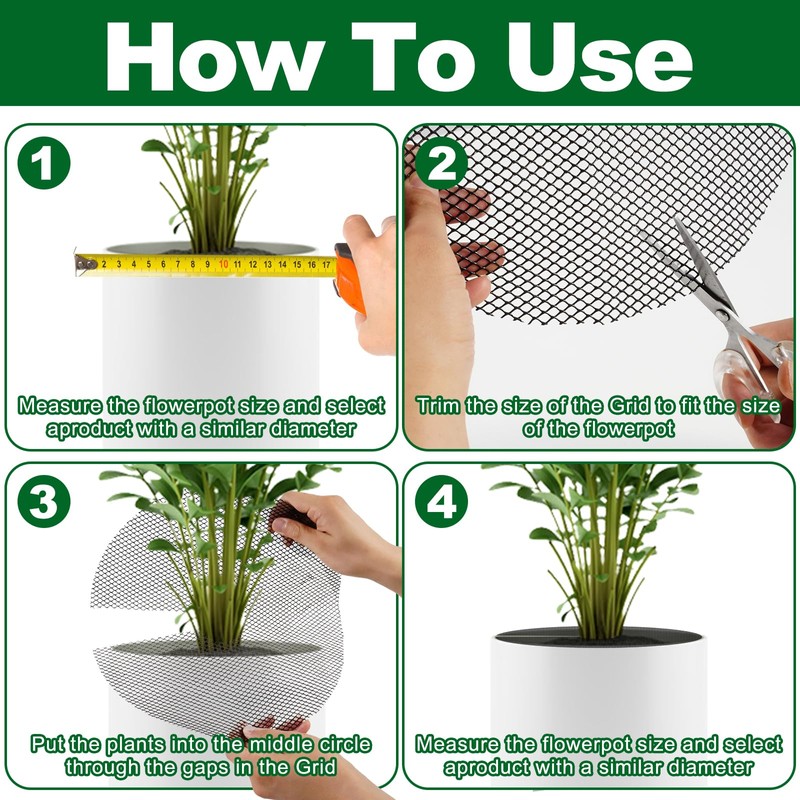 COZYDIG 6Pcs Plant Pot Grids,11.8Inch Plant Pot Cover with 30