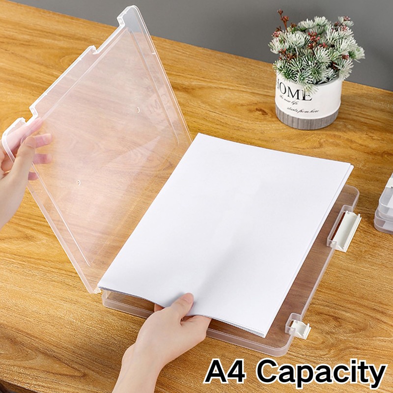 SUQ 4PCS File Storage Box, A4 File Portable Project Case,