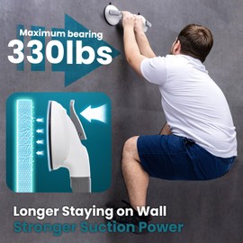 TAILI Grab Bars for Bathtubs and Showers, Shower Handles for Elderly Suction,Shower Grab Bar with Upgraded Rubber Suction Cups,Maximum 330lbs, Safety Grip for Senior, No Drilling Removable,Grey