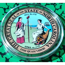 North Carolina State Seal Colorized Challenge Art Coin
