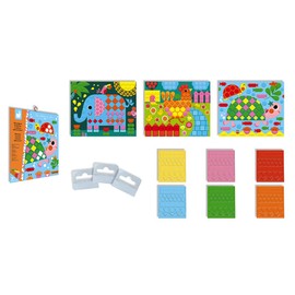 Janod - Scatola Mosaici in Schiuma Animali - Les Ateliers du Calme - attività Creative per Bambini - Prima Infanzia - Motricità Fine e Concentrazione - da 3 Anni in su, J07899