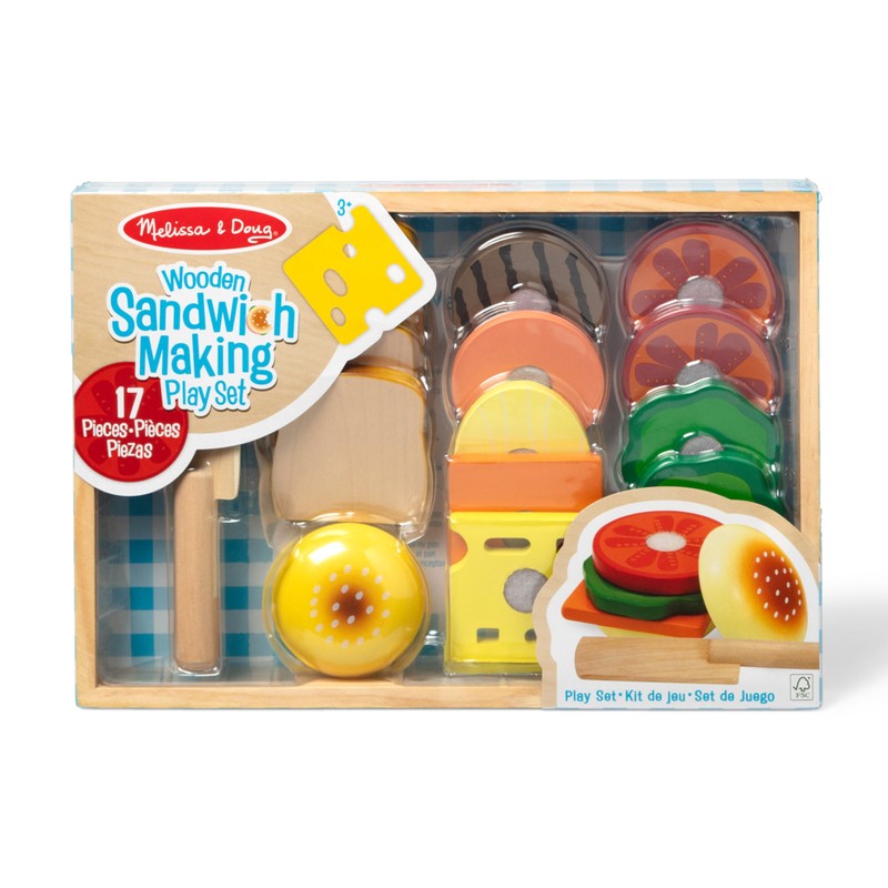Melissa & Doug Wooden Sandwich-Making Pretend Play Food Set Food