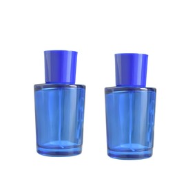 YORROR 2 Pack Blue Glass Perfume Atomizer,50ml Roud Empty Refillable Perfume Spray Bottle for Men and Women,Portable Fragrance Fine Mist Spray Bottle Perfume Dispenser for Travel