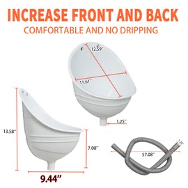 Waterless Urinal Garage Urinal for Men Plastic Urinals for Men, Urine Diverter Outdoor Urinal Wall-Mounted Urinals For Men Bathroom, No-Drill Lnstallation Self-Adhesive Mens Urinal (white)