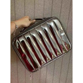 Lancôme New Lancome Makeup Cosmetic Train Case Grey Metallic Shine 11.5 x 9 x 3.5''