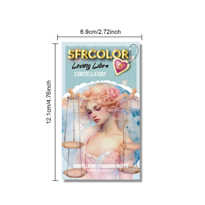 12-Color Zodiac Eyeshadow Palette, Matte Metallic Shimmer Pressed Pigments, Highly