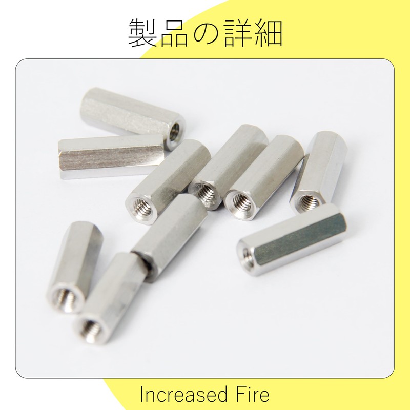 Increased Fire Stainless Steel Hex Nuts M3 14mm Length 10pcs
