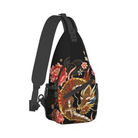 Chinese Japanese Dragon Sling Bag Sling Backpack Crossbody Chest Bag Daypack for Women Men Hiking Travel