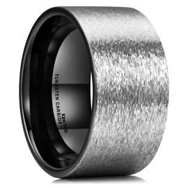 King Will 8mm Tungsten Carbide Ring for Men Black High Polish Domed Comfort Fit Ring Size 10