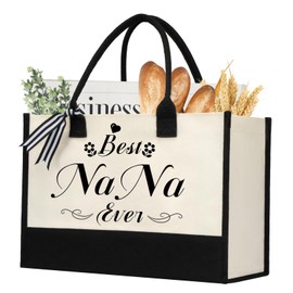 shenee Initial Canvas Tote Bag, Teacher Gift, Friends Birthday Gifts, Women Wedding Present, Retirement Jute Bag, Graduation, Nurse Bags (NANA)