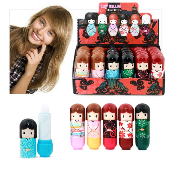 48 x Lip Balm Doll Shaped 6 Different Case Designs
