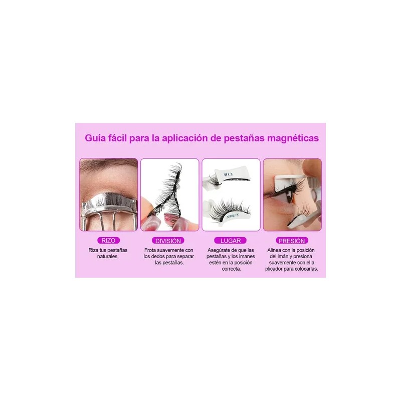2 Pares Pestañas Postizas Naturales Magnética Reutilizable
