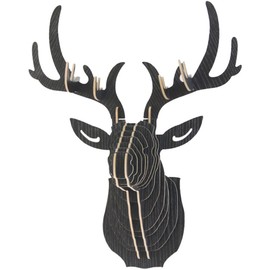 TINTON LIFE Creative Animal Head Wall Decor of The Entrance DIY 3D Puzzle Deer Head Wall Hanging Decor (Black)