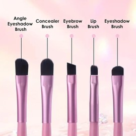 Travel Portable Wooden Eye Makeup Brushes, 5 Piece Cylindrical Eyeshadow Brushes and 5 Short handle sponge eyeshadow brush Set (Green)