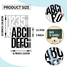 420 Pcs 24 Sheets Large Self Adhesive Vinyl Letters Numbers Kit, 5 Inch Mailbox Numbers Stickers for Mailbox, Signs, Window, Door, Cars, Trucks, Home, Business, Bottles Cup Bulletin Board（Black）