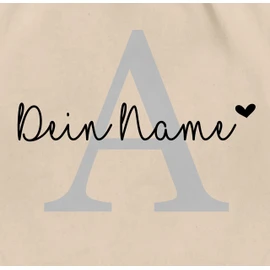 Geschenk mit Namen personalisiert by Shirtracer - Gym Bag Backpack - Initials - Letter Name Adjustable Heart I Gift Initial Letter with Name, 02 natural white
